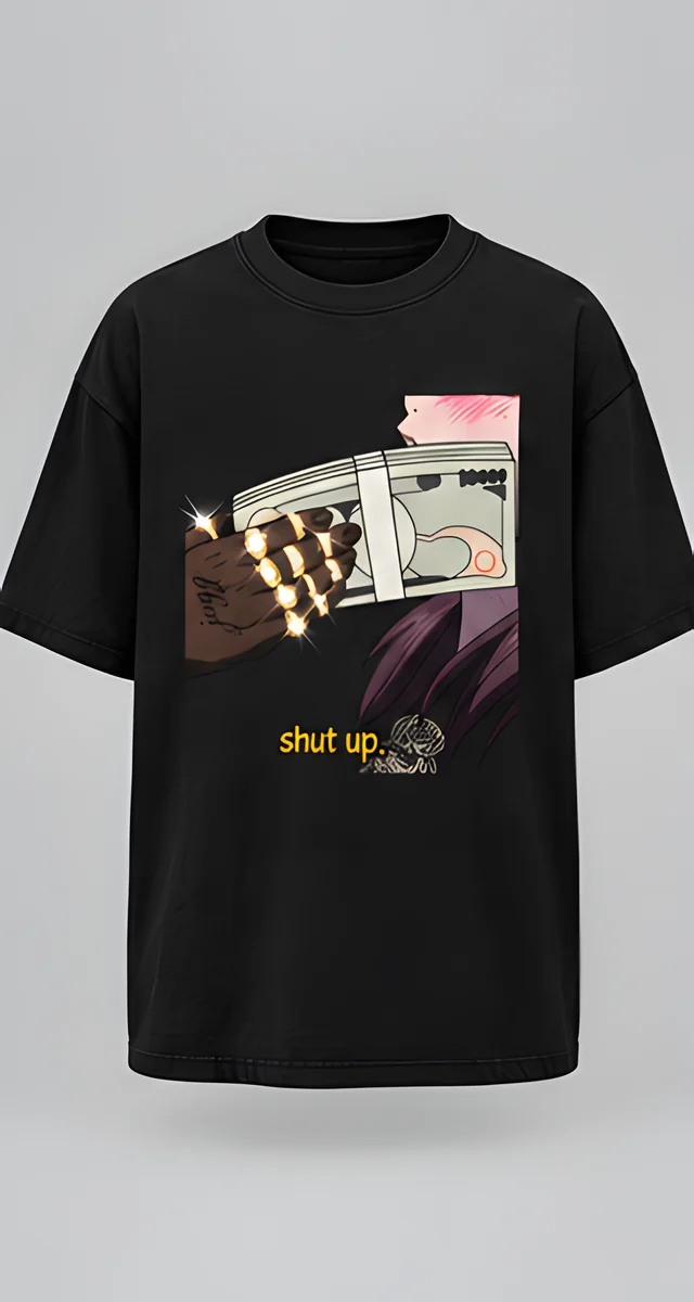 SHUT UP Tee, frente com a estampa Shut Up